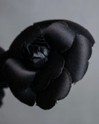 "CHANEL" Black camellia motif brooch