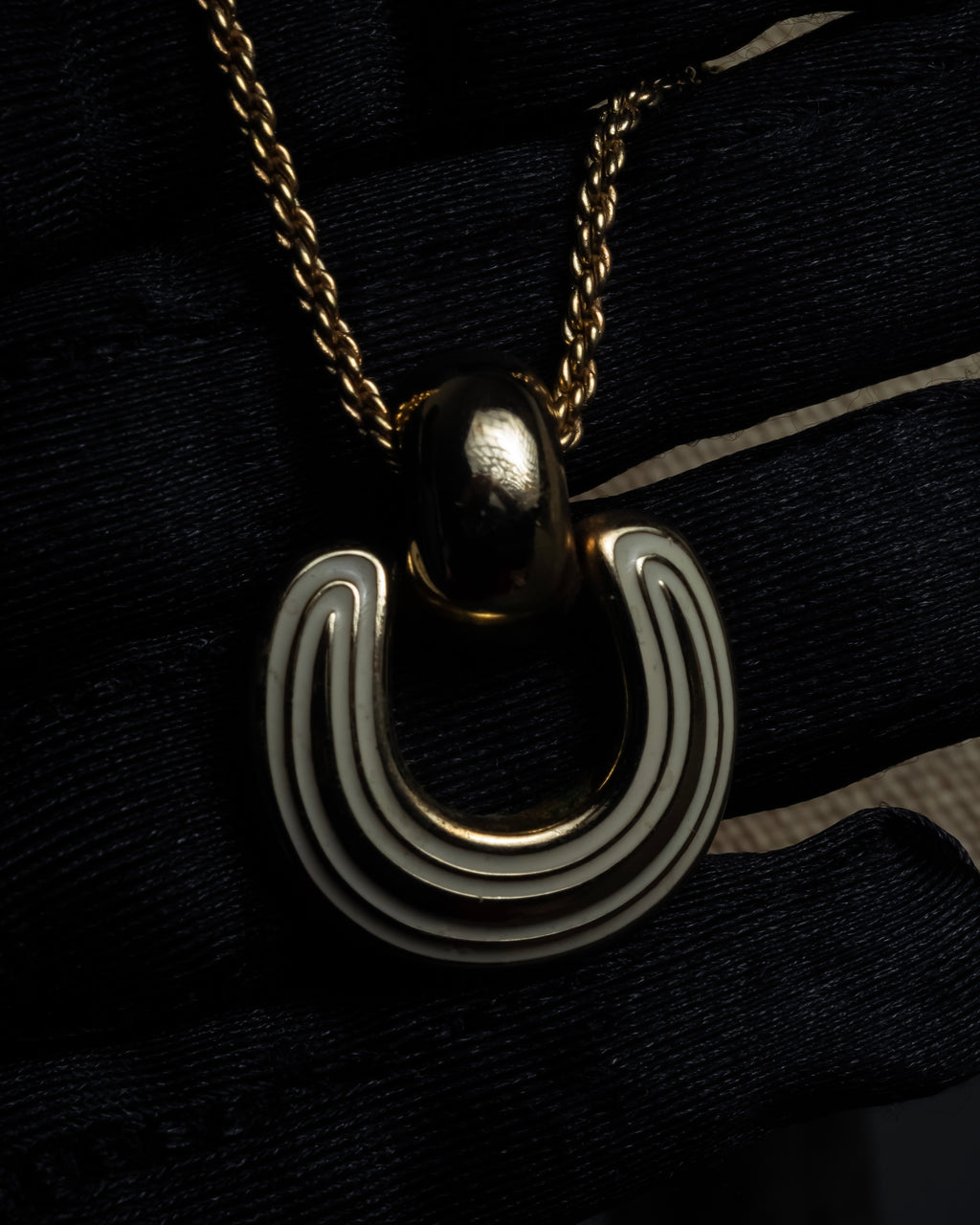 "Christian Dior" Arch motif top gold tone necklace