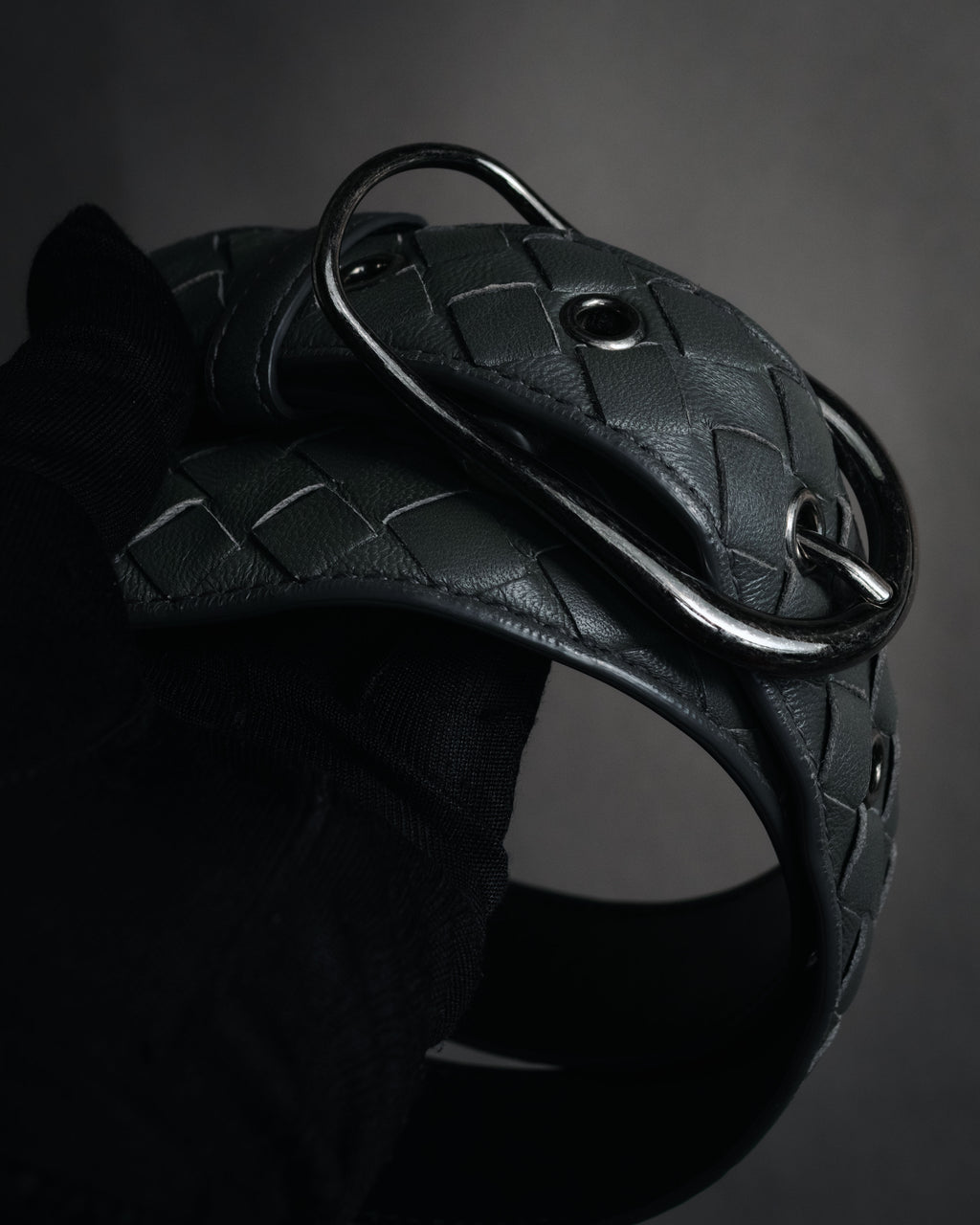 "BOTTEGA VENETA" 2000’s Intrecciato nappa leather grommet belt