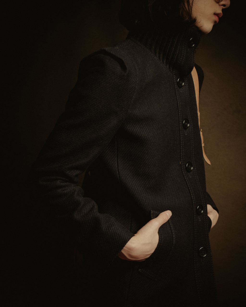 –SPECIAL– "Martin Margiela" 00’s rib knit collar wool cashmere jacket