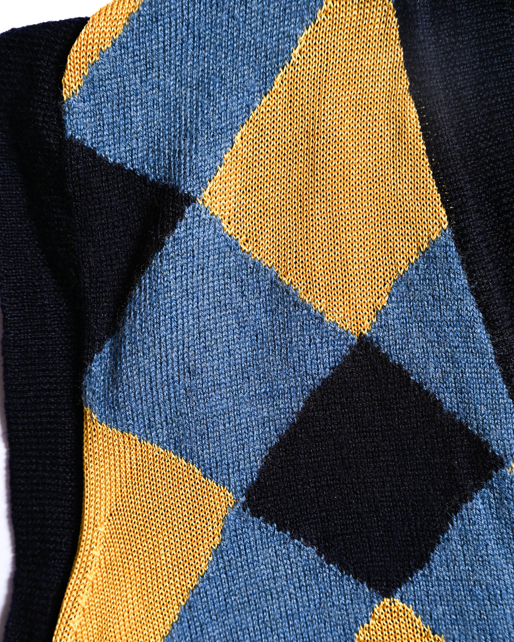 MARNI/ Argyle Pattern Knit Vest Blue×Yellow