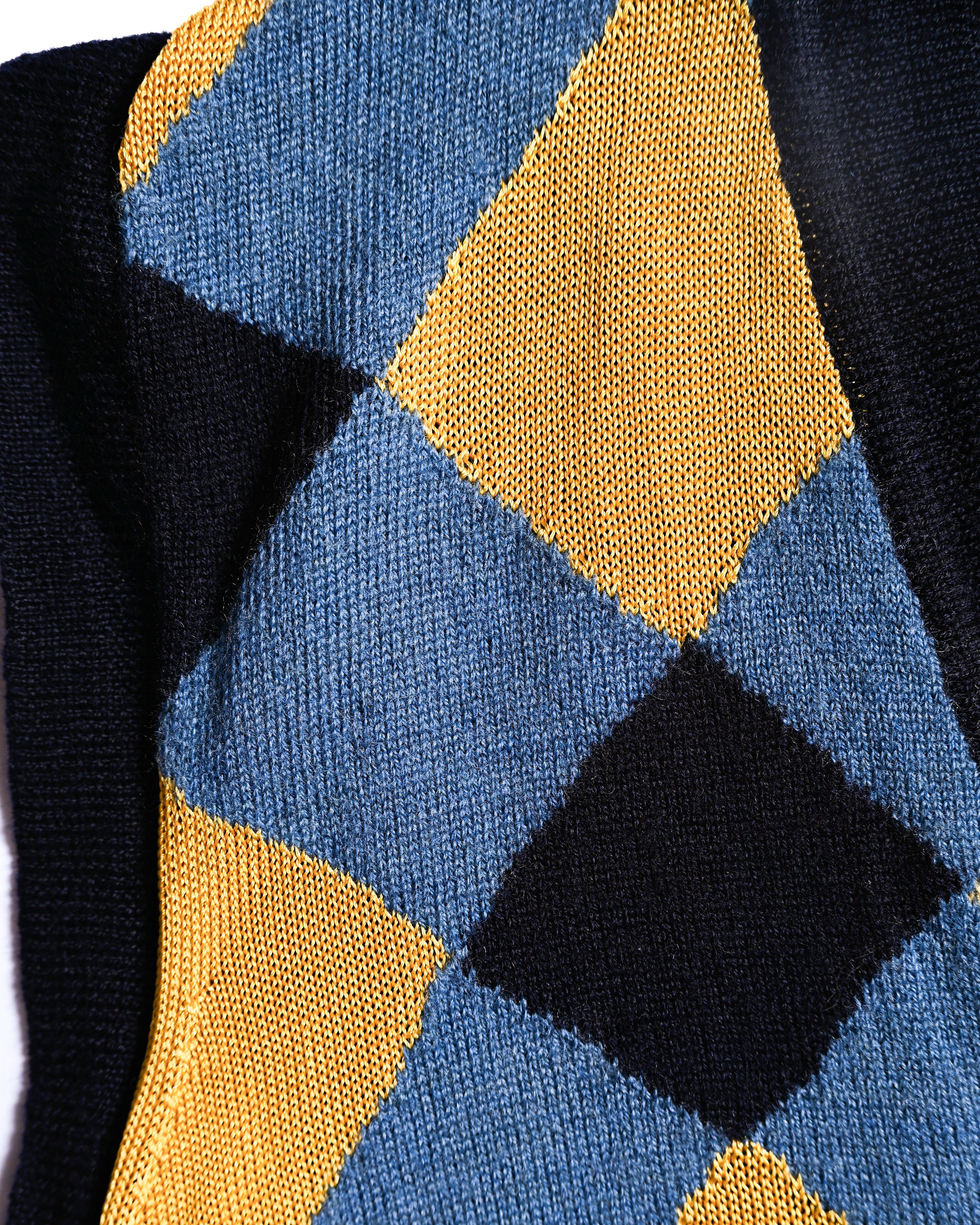 MARNI/ Argyle Pattern Knit Vest Blue×Yellow