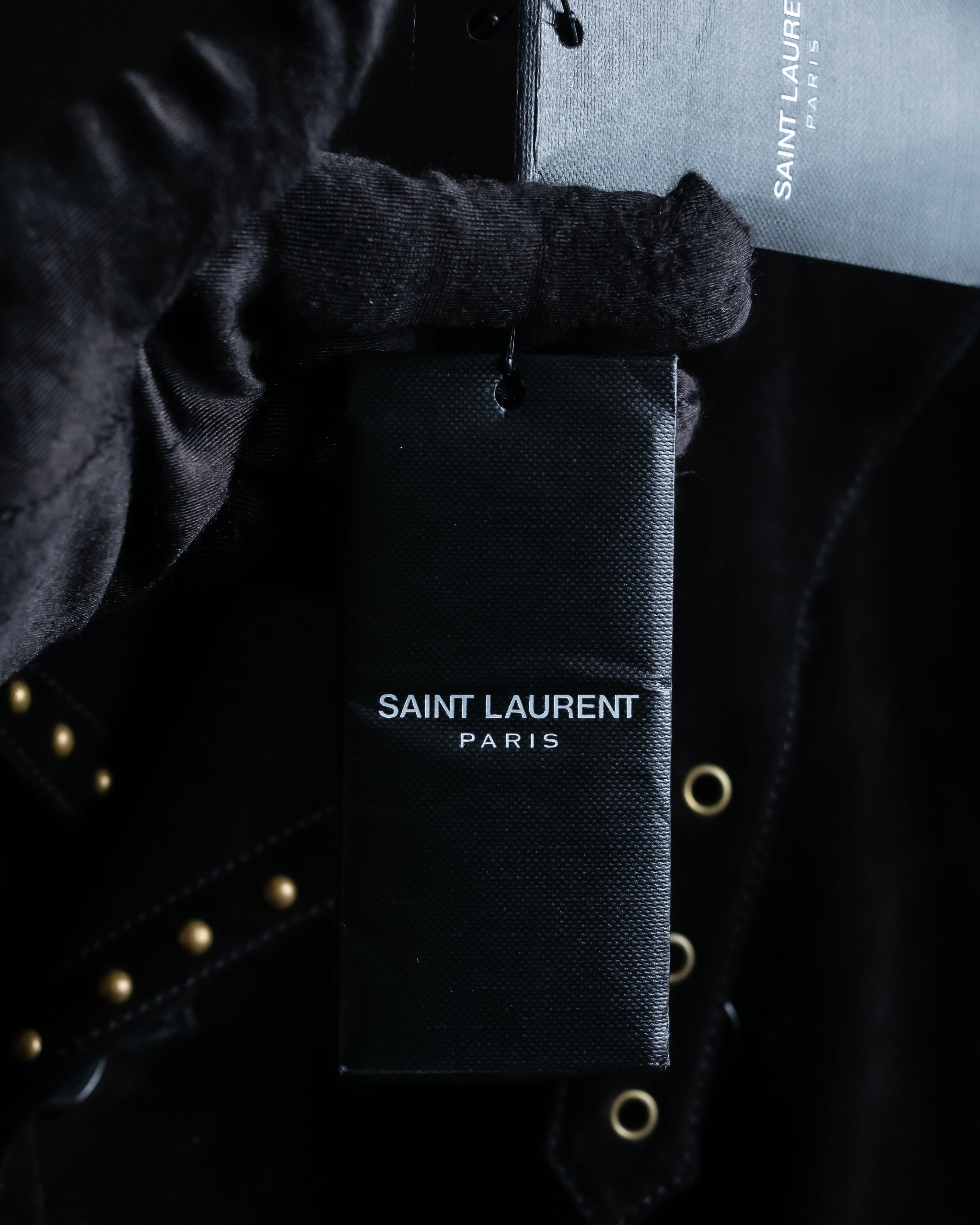 "Saint Laurent" 19AW gold studs design suede long coat