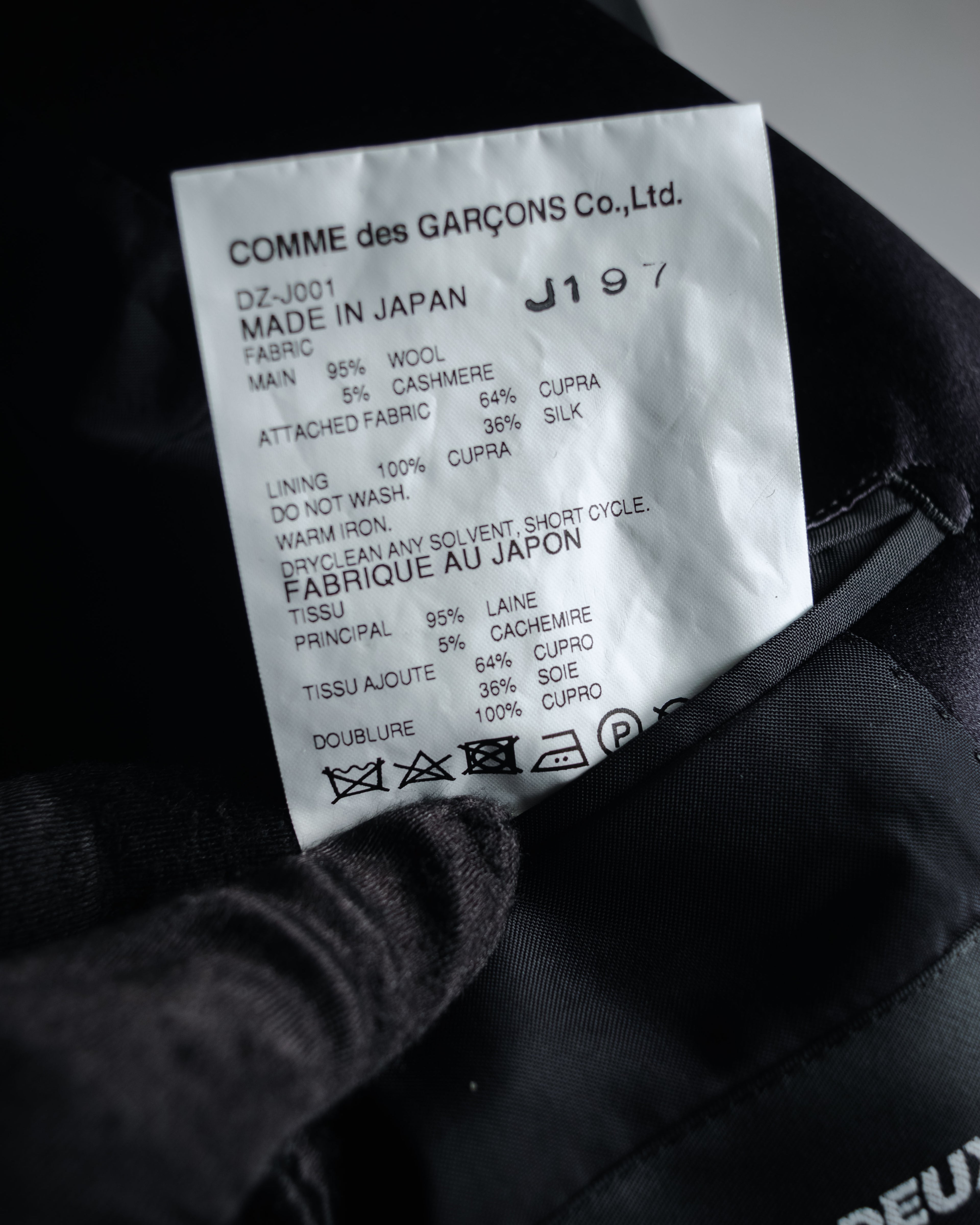 –SPECIAL– "COMME des GARÇONS HOMME DEUX" 2017-18’s Cashmere blend tuxedo peak lapel jacket