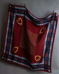 "GUCCI" Saddlery motif tartan silk scarf