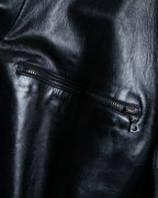"Claude Montana" Drawcord detail stand-up collar leather blouson