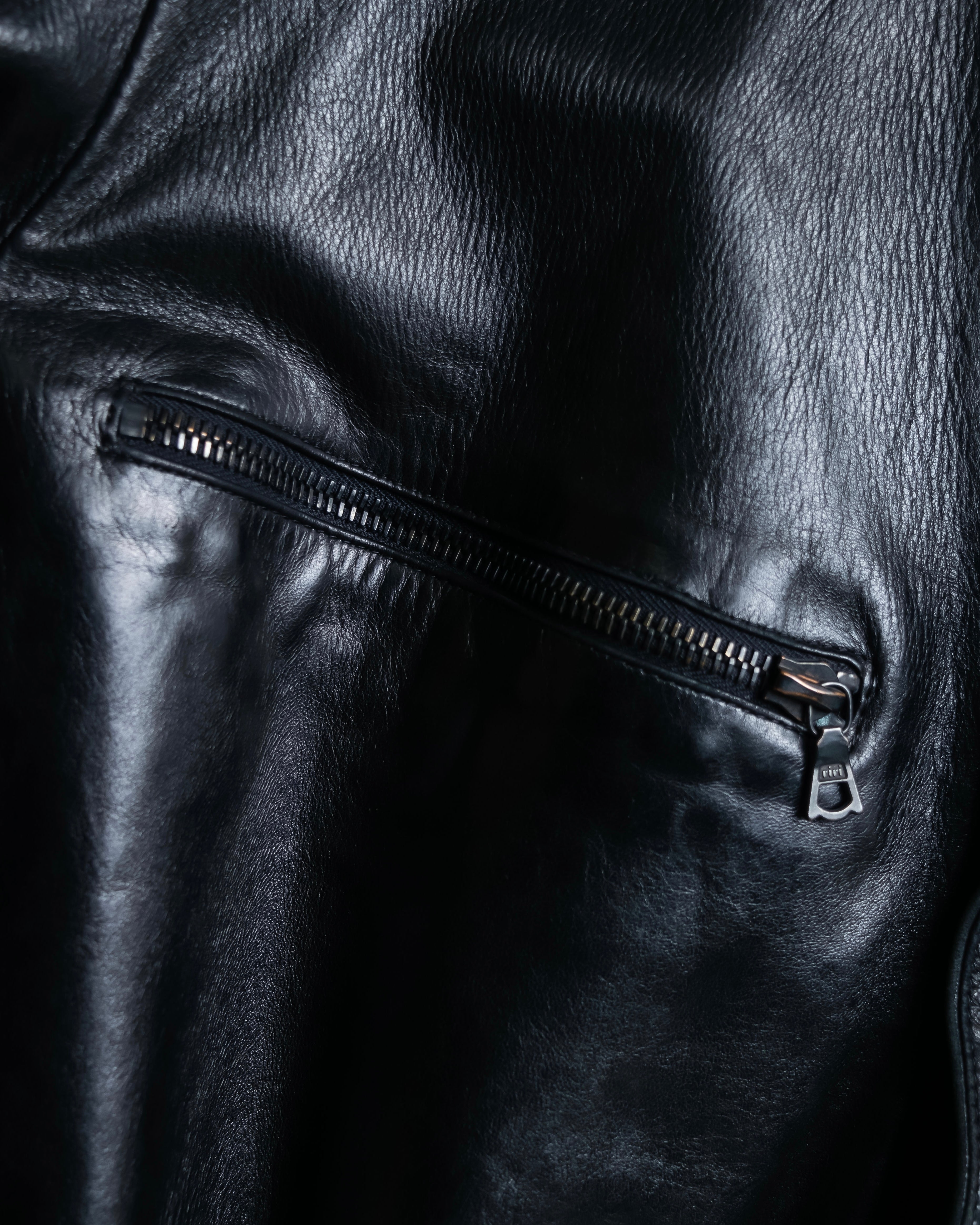 "Claude Montana" Drawcord detail stand-up collar leather blouson