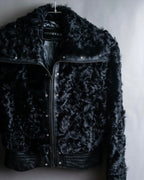 "HERMITAGE" Box silhouette double zipper fur blouson