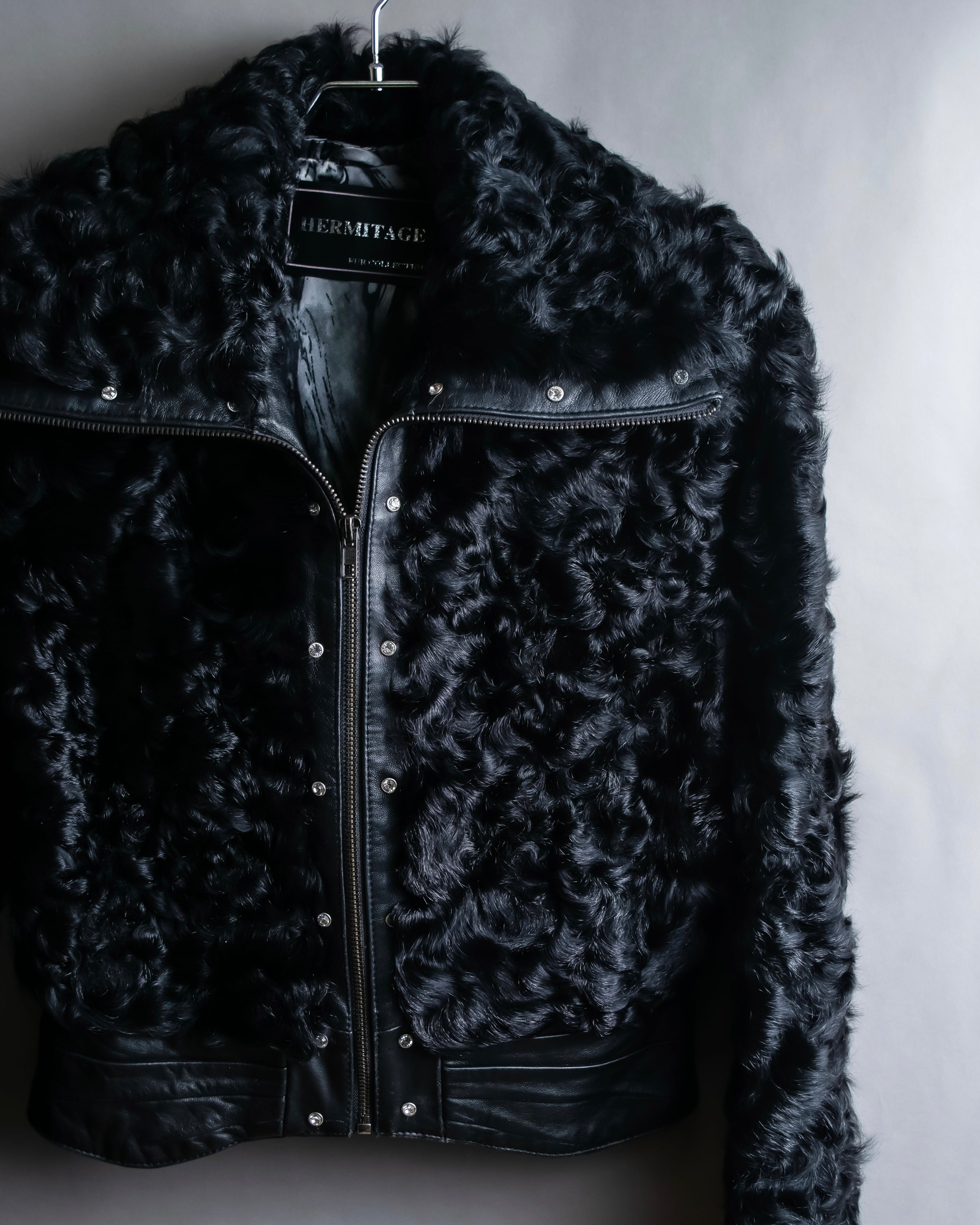 "HERMITAGE" Box silhouette double zipper fur blouson