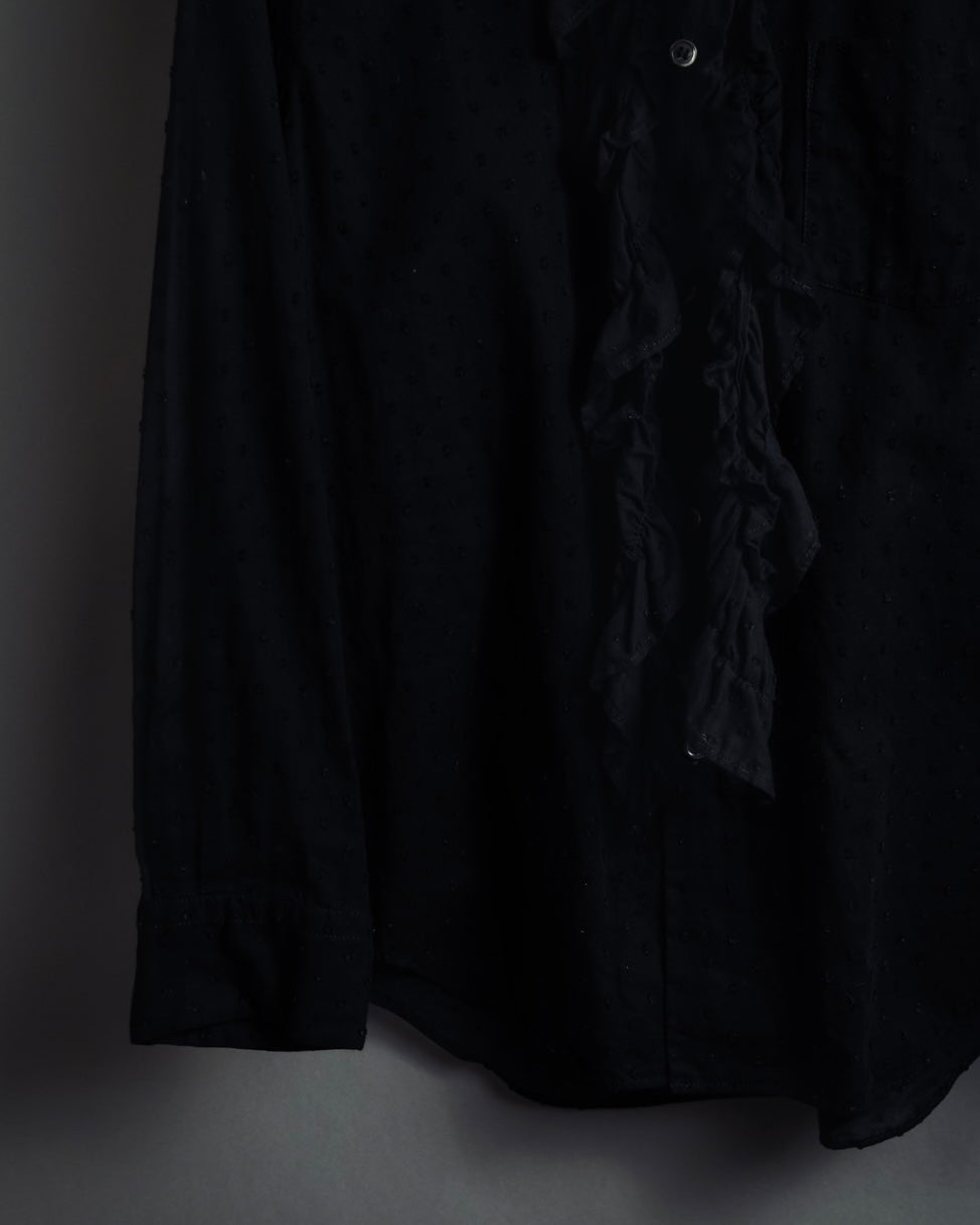 "tricot COMME des GARCONS"  80's Tiered ruffle design, dotted sheer blouse