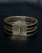 “LOEWE” Double circle stone designed gold bangle