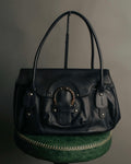 “Salvatore Ferragamo“ 2000’s Wood Gancini leather shoulder bag
