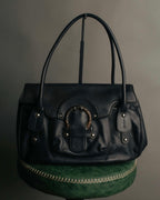 “Salvatore Ferragamo“ 2000’s Wood Gancini leather shoulder bag