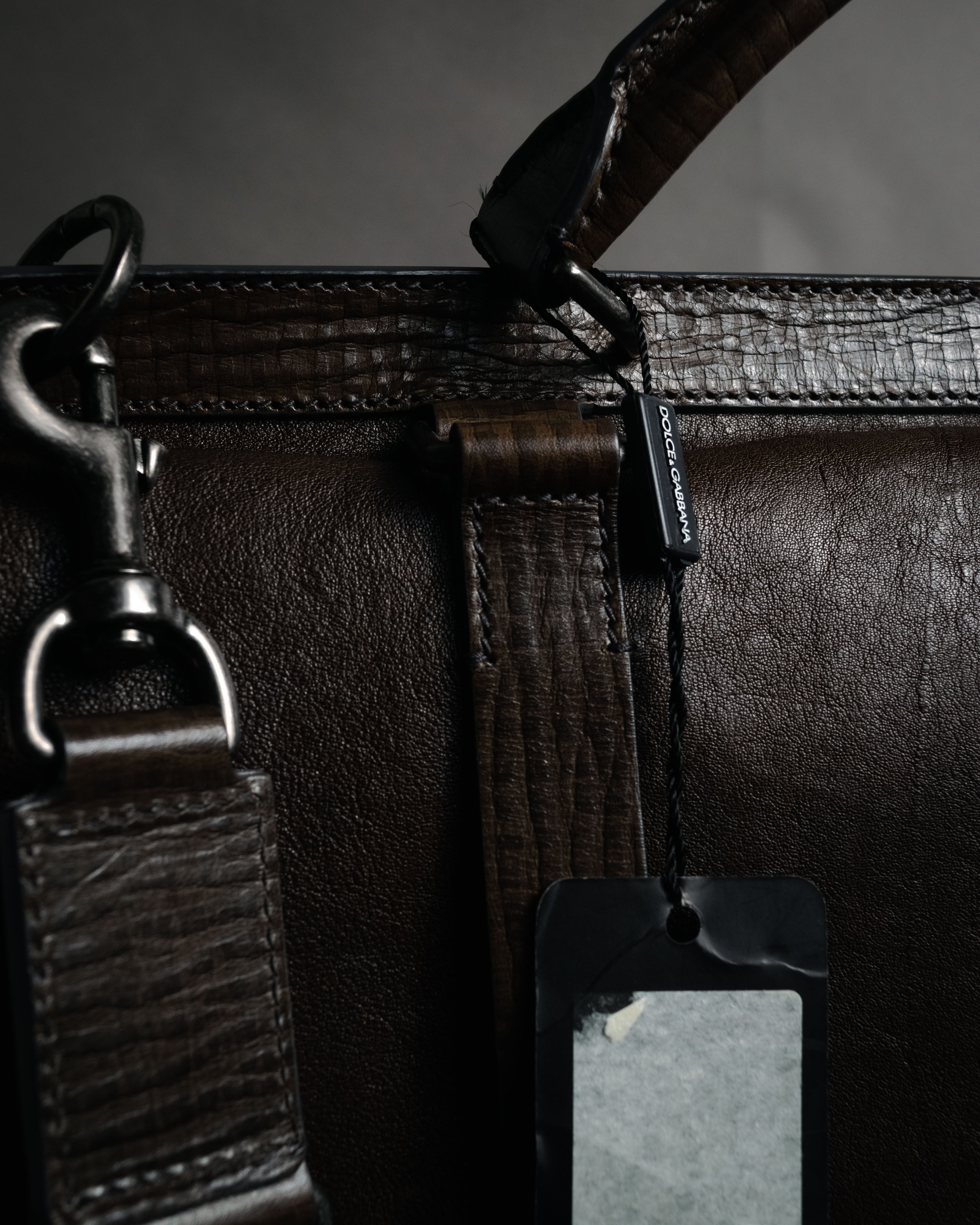 "DOLCE & GABBANA" 00’s-10’s Grained leather canvas-lined satchel bag