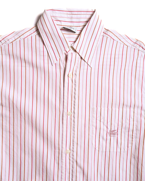 ETRO/ Oversized Multi Color Striped Shirt Pink × White