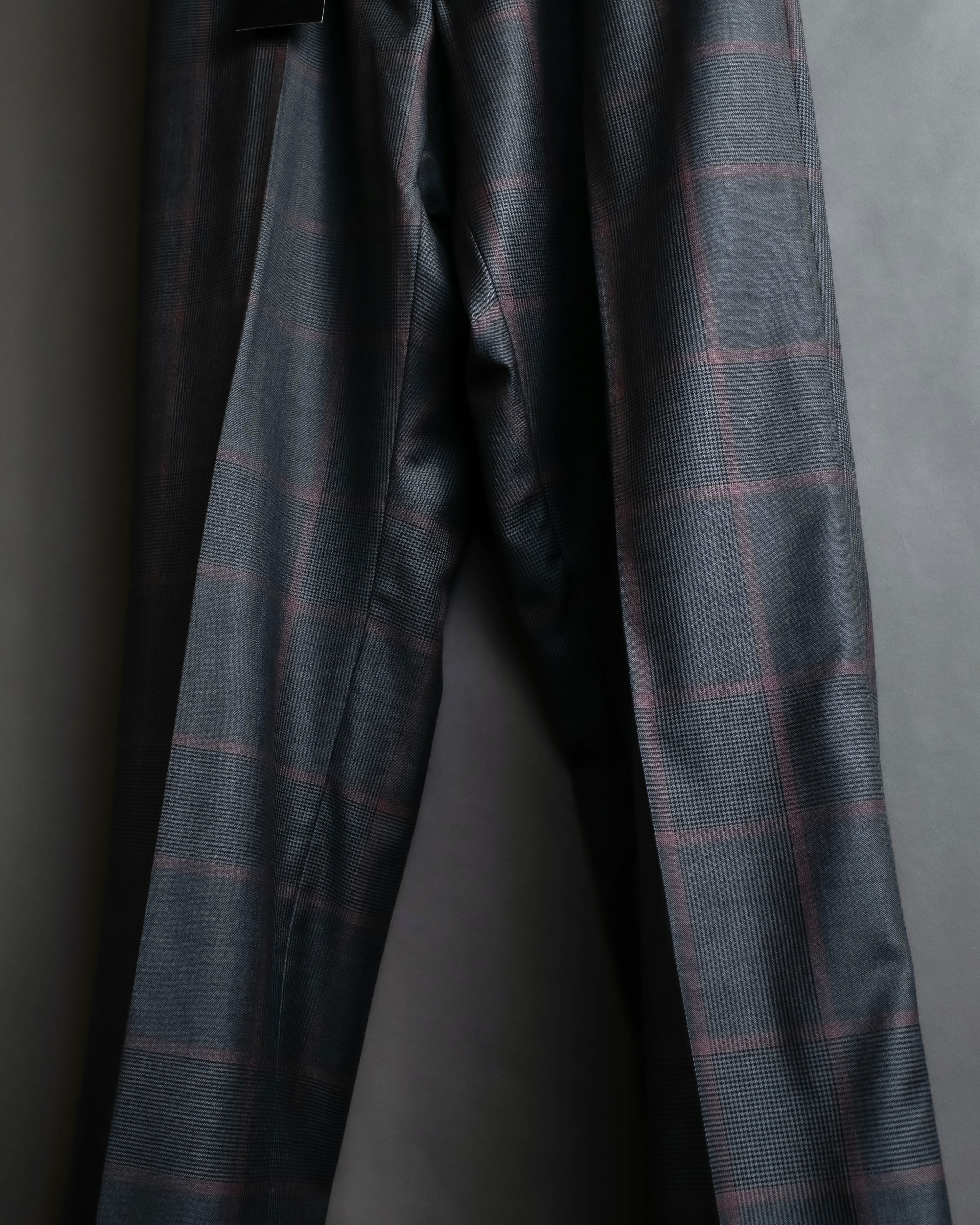 "GUCCI" Glen plaid wool wide tapered slacks