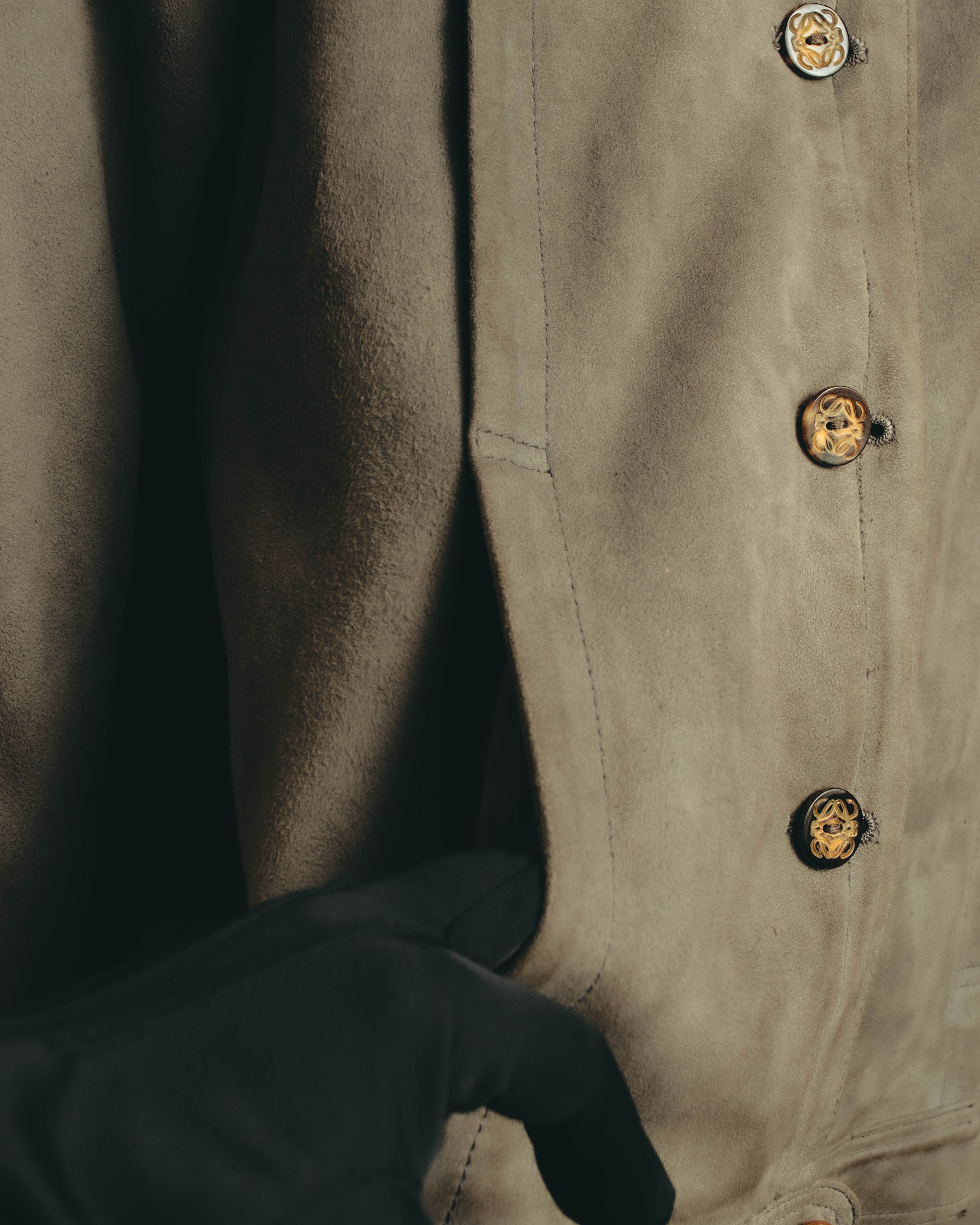 -SPECIAL- “LOEWE” 80’s-early 90’s Taupe suede leather blouson jacket