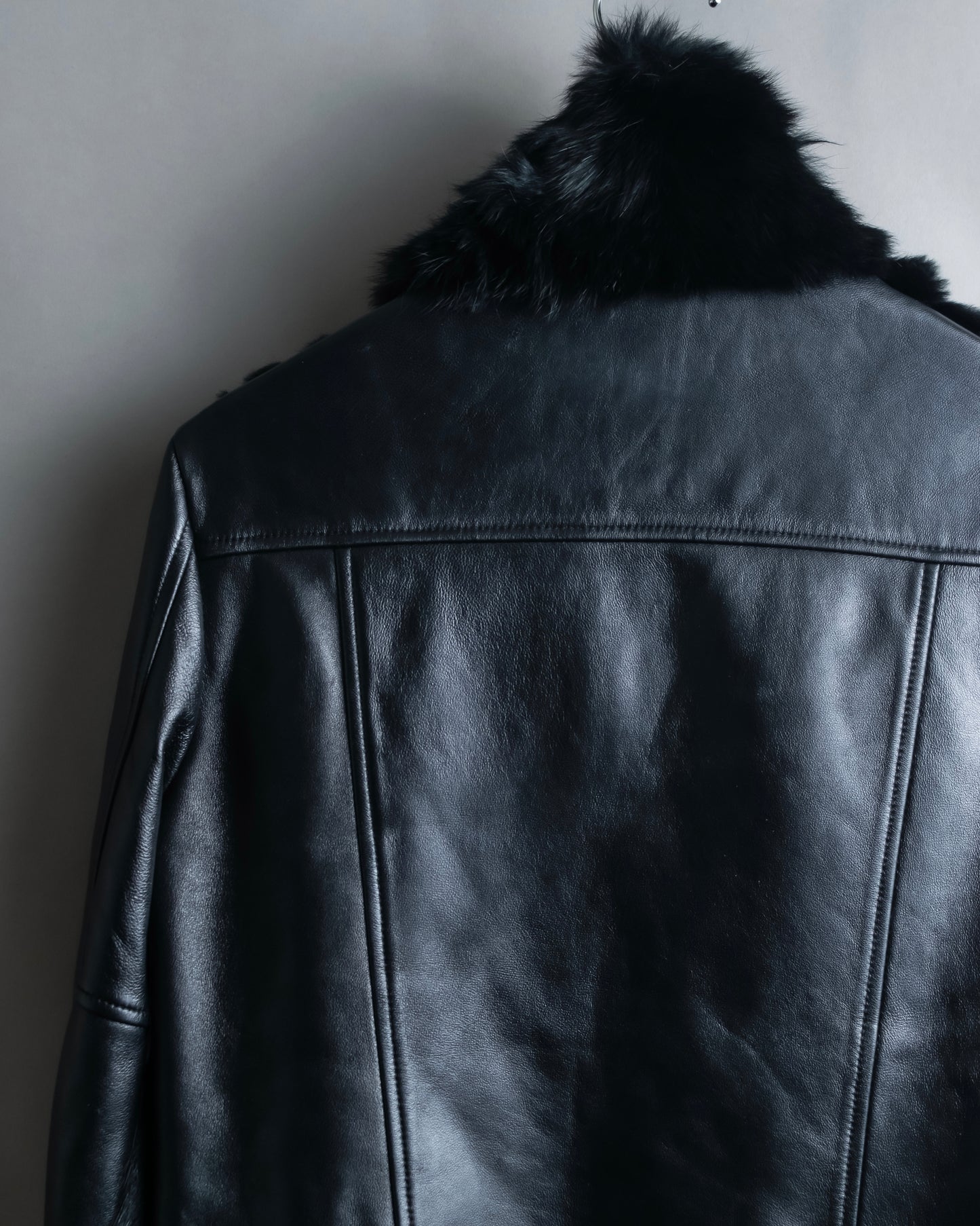 "MOLOKO BAR" Real fur docking leather jacket