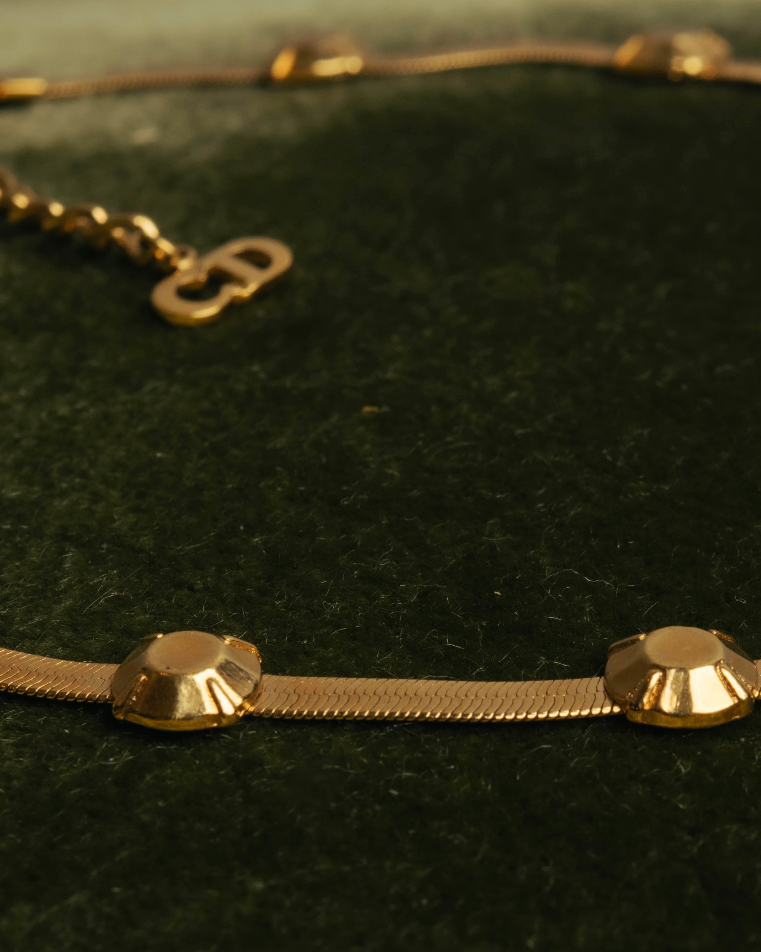 "Christian Dior" 90's-00's Fluted gold tone chain anklet