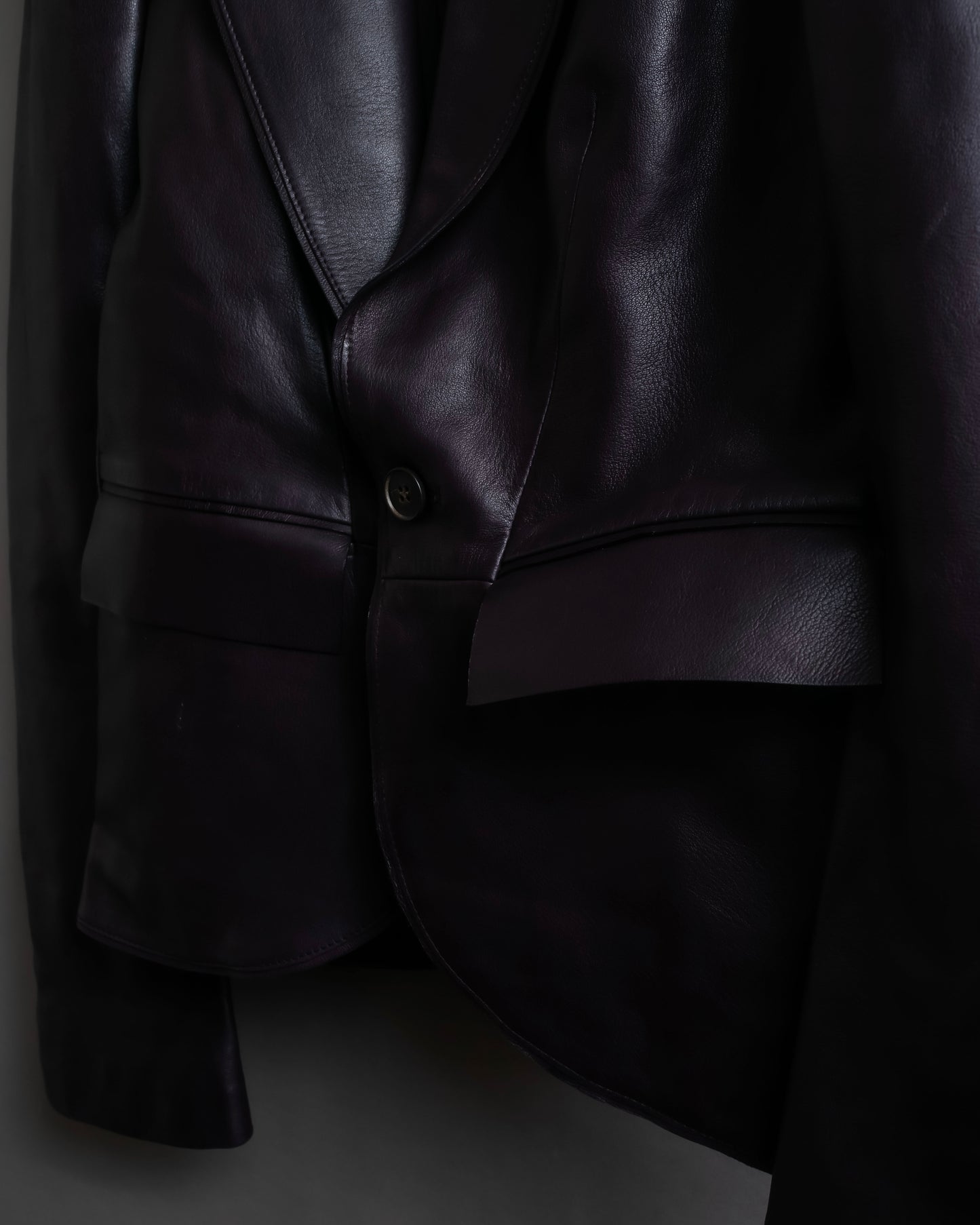 "GUCCI" Cutting design leather tailored jacket