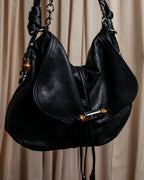 "GUCCI" Bamboo design combination chain shoulder leather bag