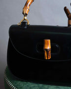 "GUCCI" Black leather bamboo handbag
