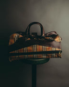 -SPECIAL- "Burberrys" 80's-90's Classic check textured leather boston bag