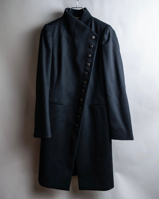 "GUCCI" Asymmetrical front detail high neck coat