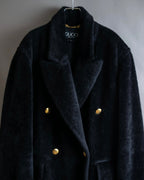 "GUCCI" 80's Gold button design brushed wool long chester coat