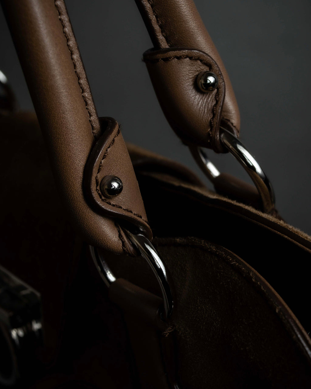 "Salvatore Ferragamo" Gathered form Gancini motif design suede hand bag