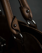 "Salvatore Ferragamo" Gathered form Gancini motif design suede hand bag