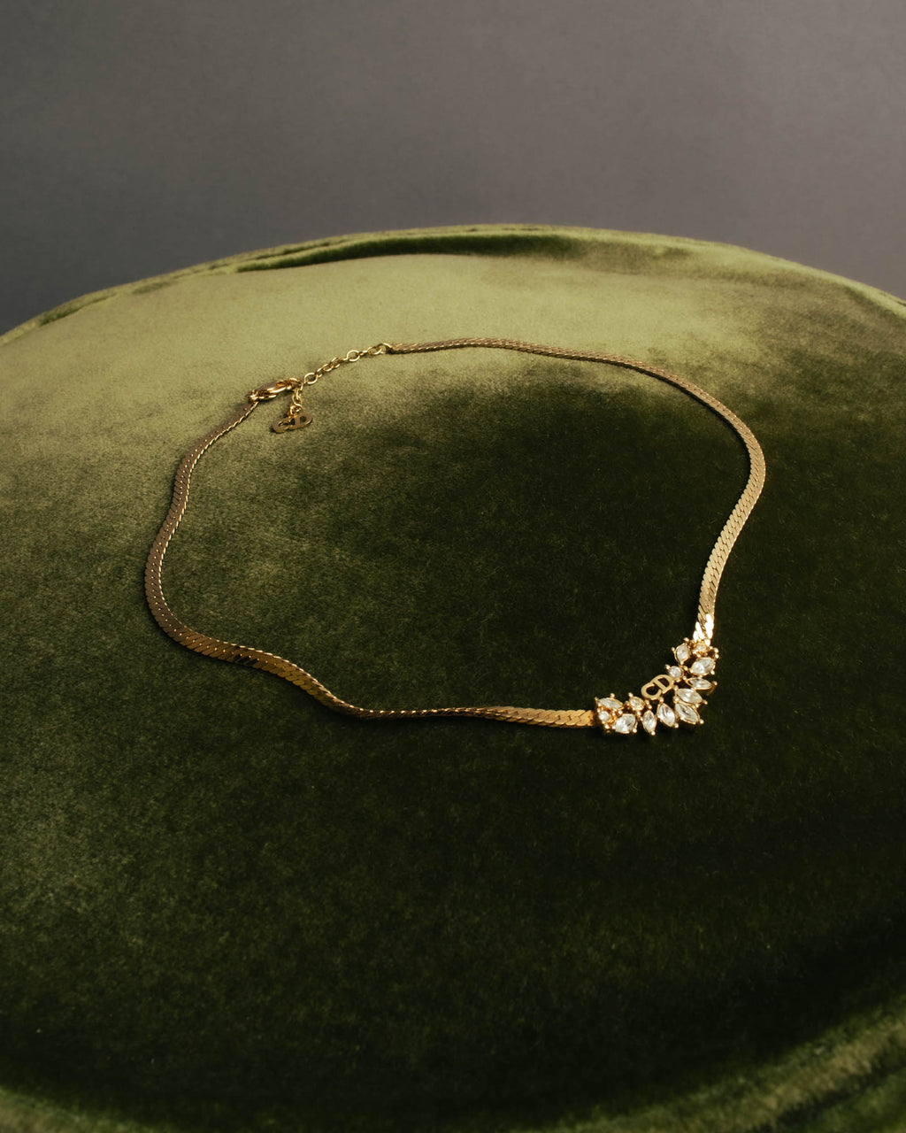 "Christian Dior" 80's-90's Rhinestone logo necklace