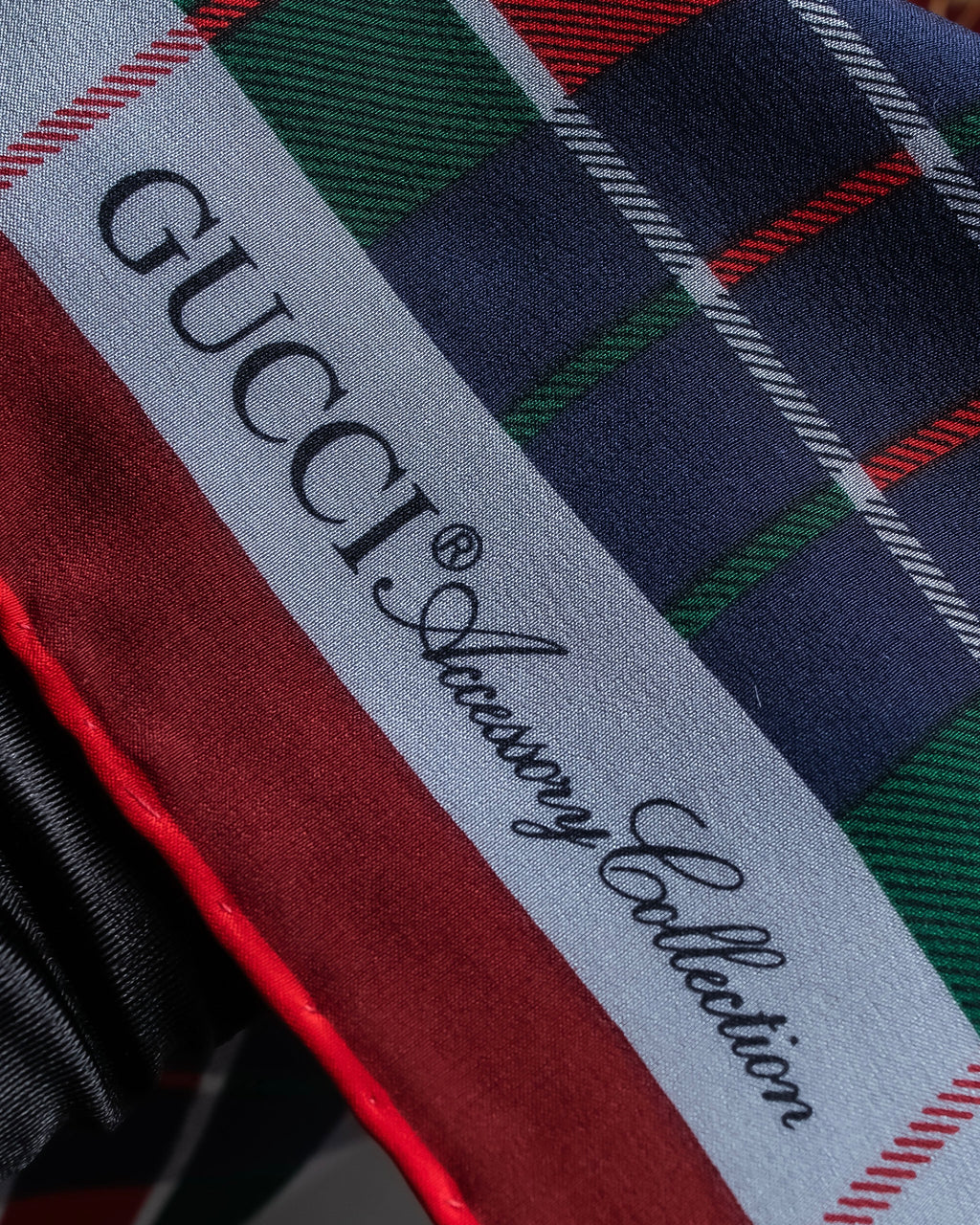 "GUCCI" Saddlery motif tartan silk scarf
