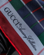 "GUCCI" Saddlery motif tartan silk scarf