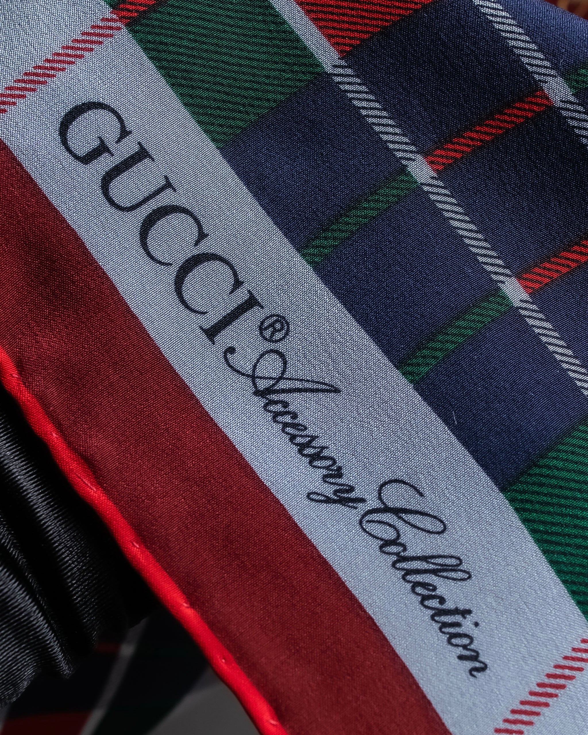 "GUCCI" Saddlery motif tartan silk scarf