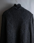 "YVES SAINT LAURENT" Ribbon design stand collar low gauge cardigan