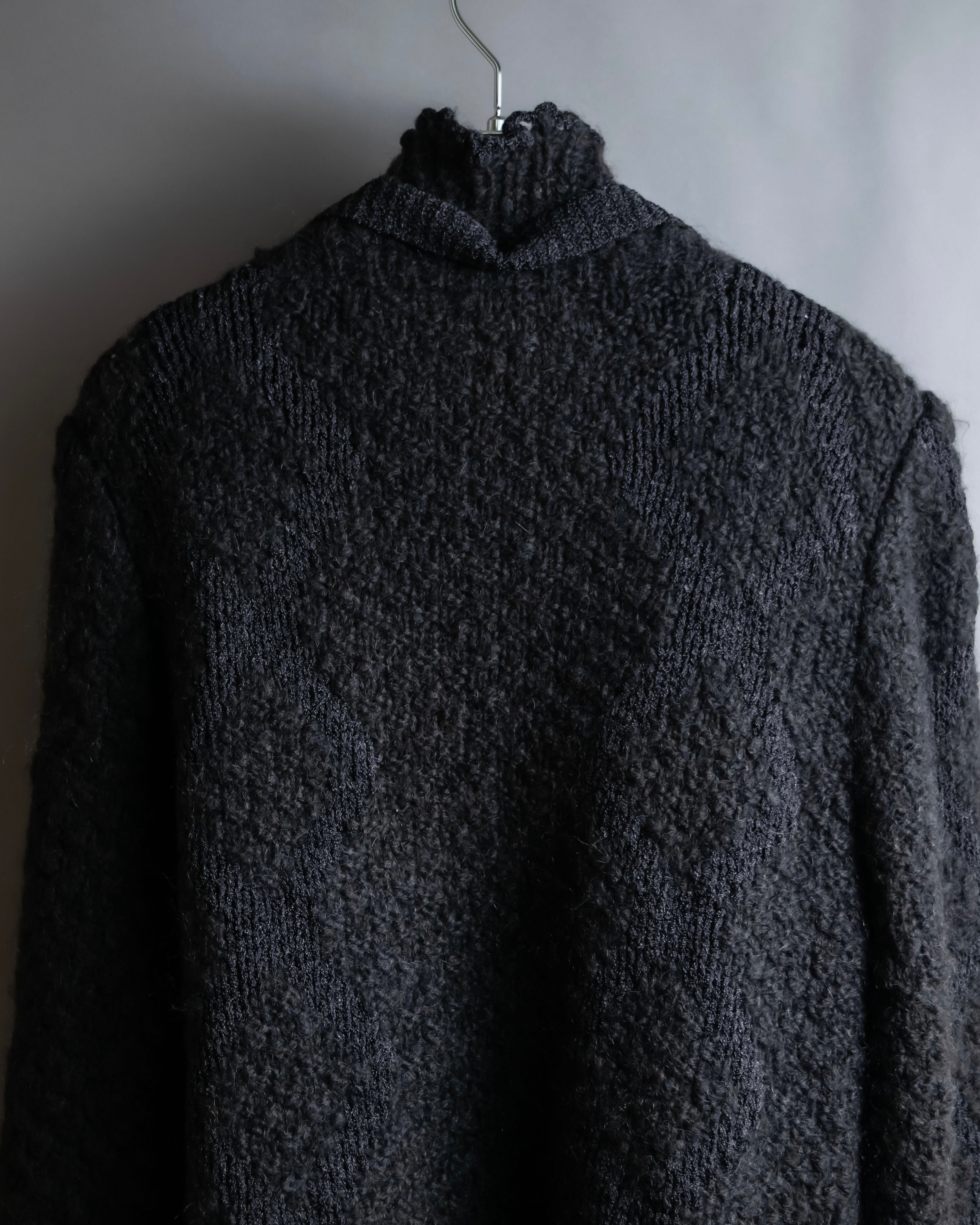 "YVES SAINT LAURENT" Ribbon design stand collar low gauge cardigan