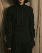 “BURBERRY” Tuxedo bib detail dress shirt