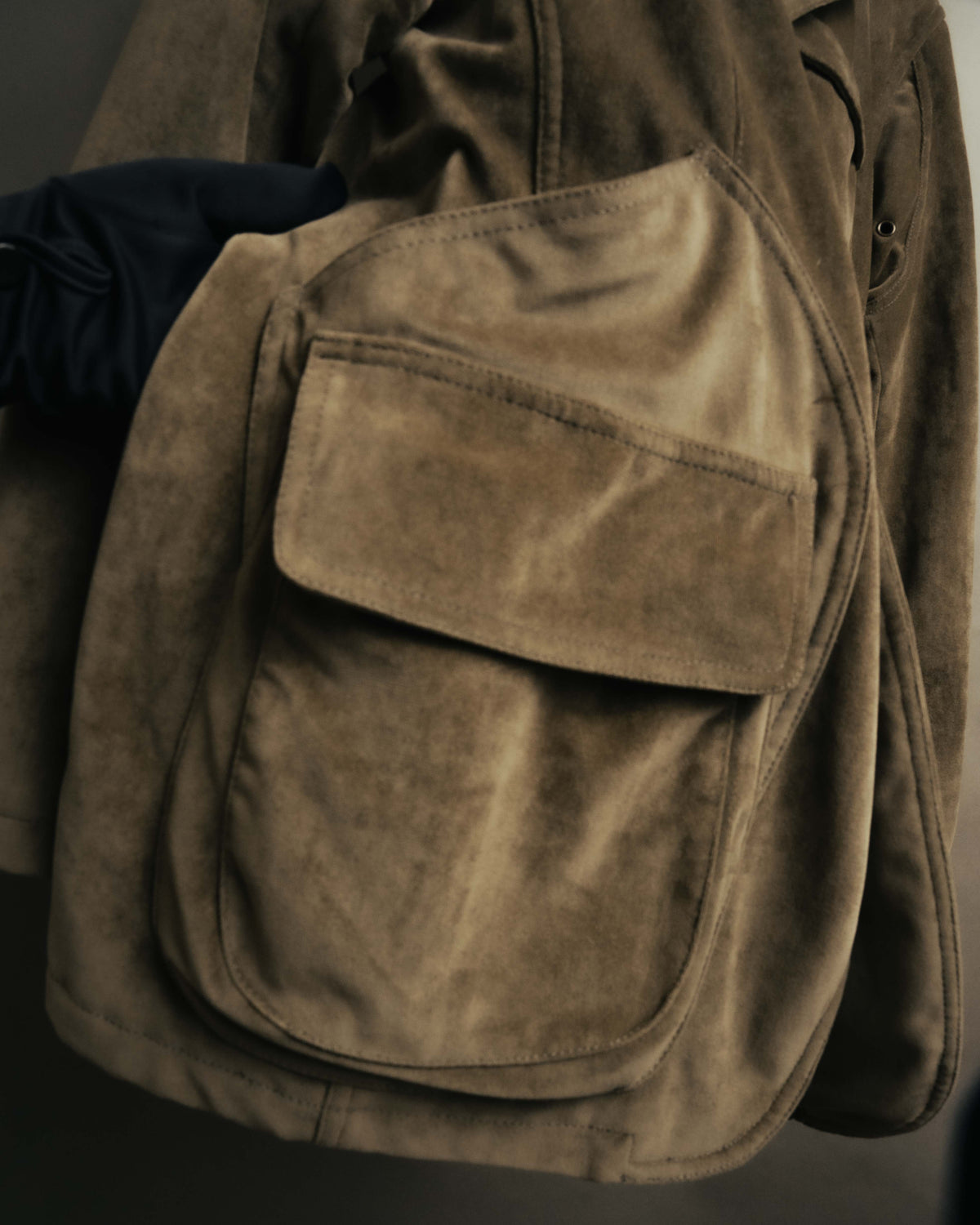 “GIORGIO ARMANI” 90’s-00’s Suede-effect multi-pocket tailored field jacket