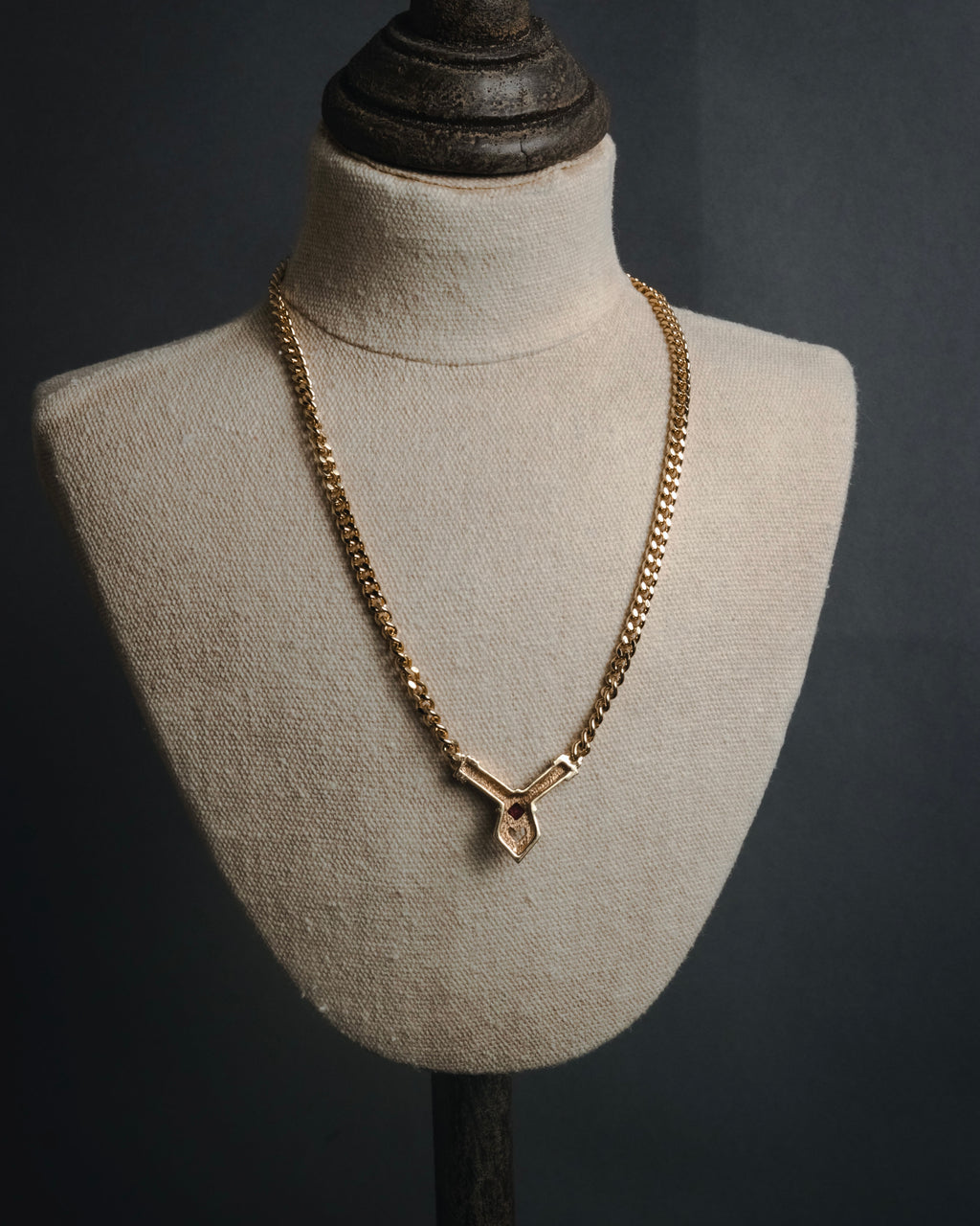 "Christian Dior" Geometric Y-link crystal pendant necklace