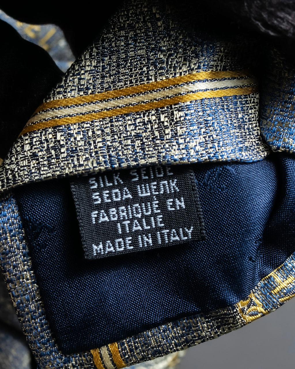 "CHANEL" Regimental pattern gold scattered design neck tie