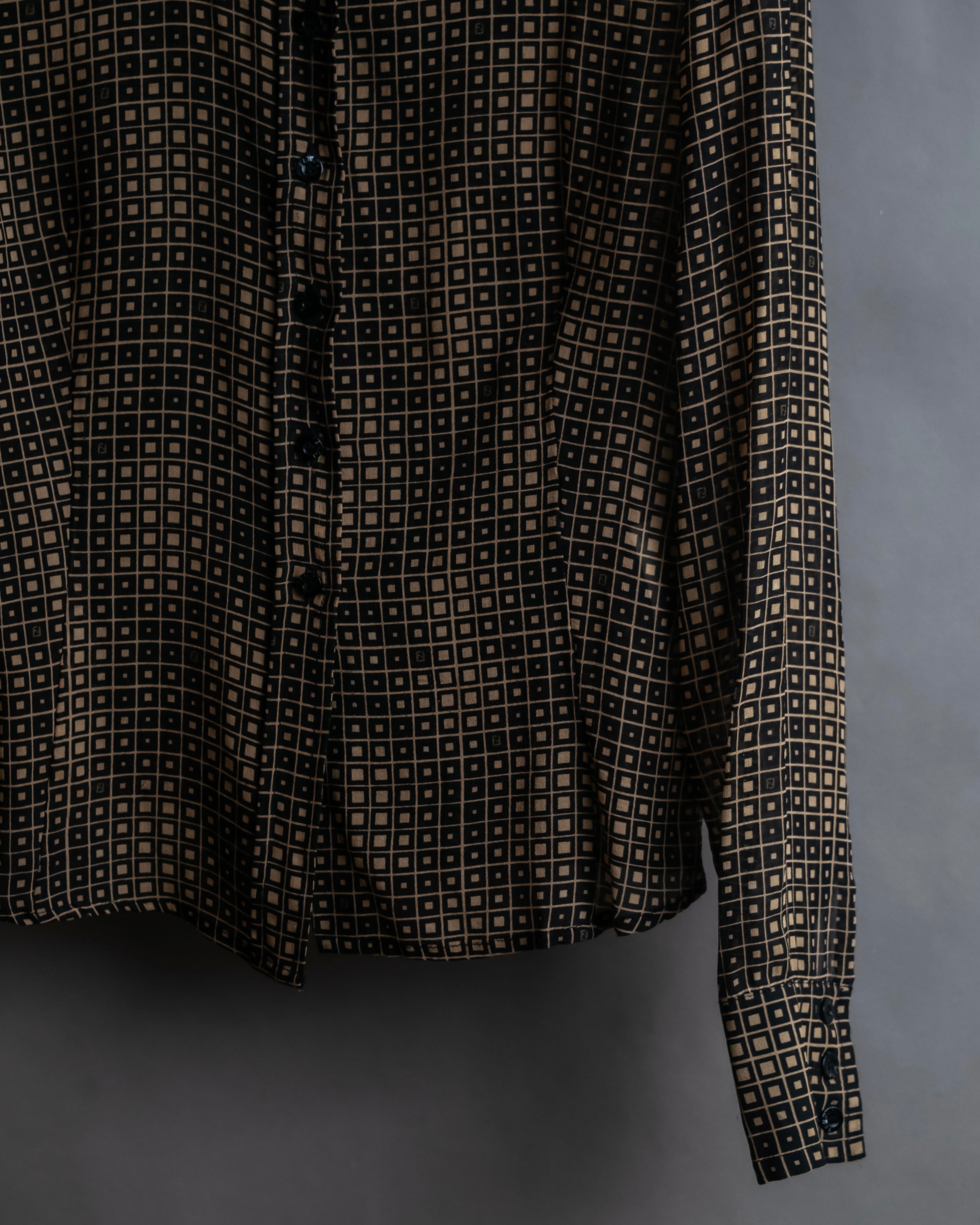 "FENDI" Geometric pattern logo printed shirt