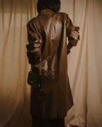 -SPECIAL- "LOEWE" 80’s Military detail stencil leather coat