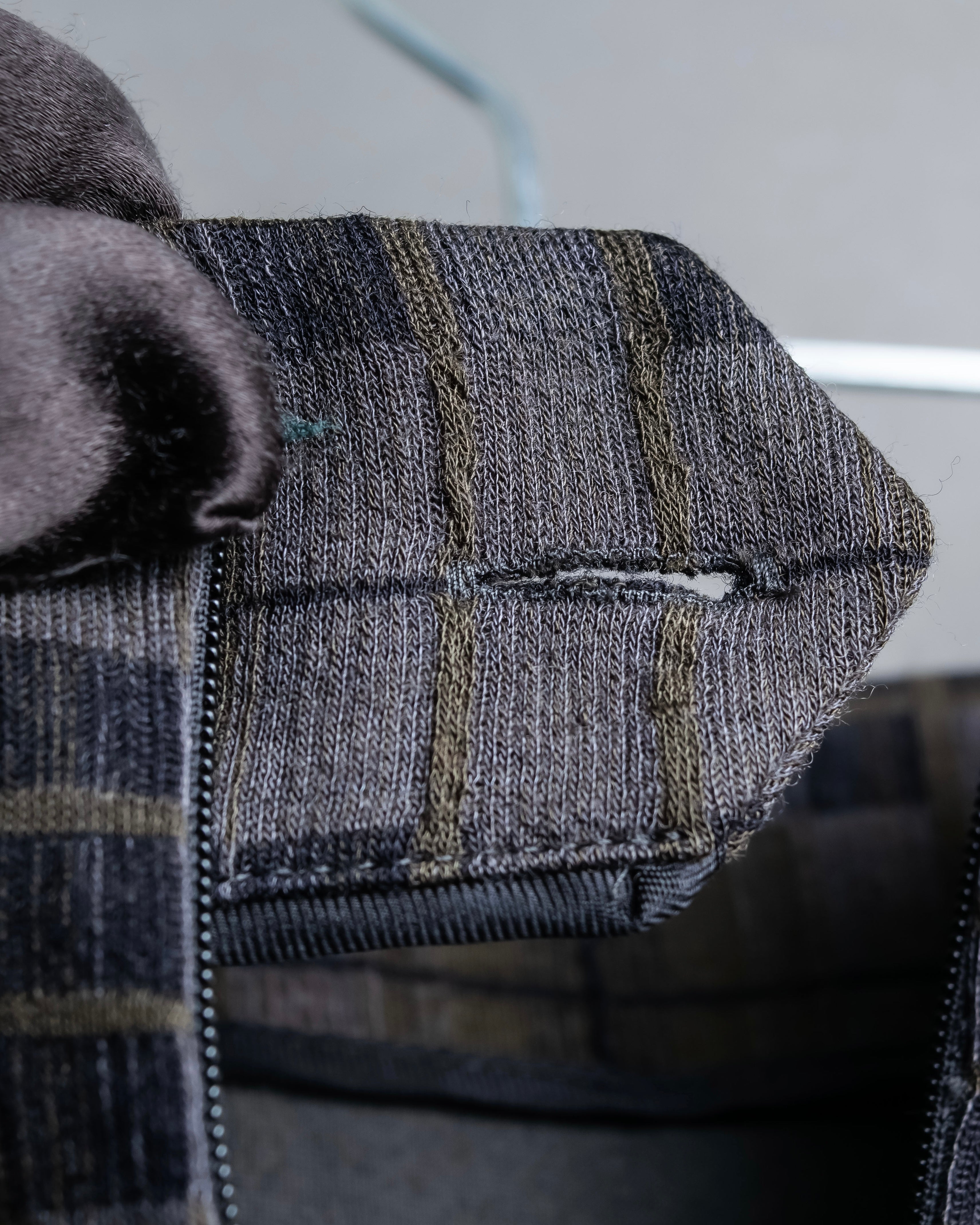 "HERMES" Check pattern cropped skirt