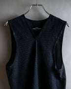 "tricot COMME des GARCONS" 96SS eyelet lace design patterned fabric switching vest