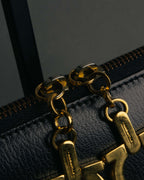 "Salvatore Ferragamo" 90's-00's Vintage iconic gancini pebbled leather dome top handle bag