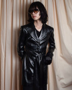 "MATÉRIEL TBILISI" Draped belted synthetic leather long jacket