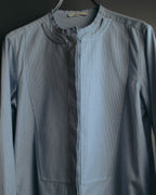 "CÉLINE" 10's Textured cotton collarless tunic shirt