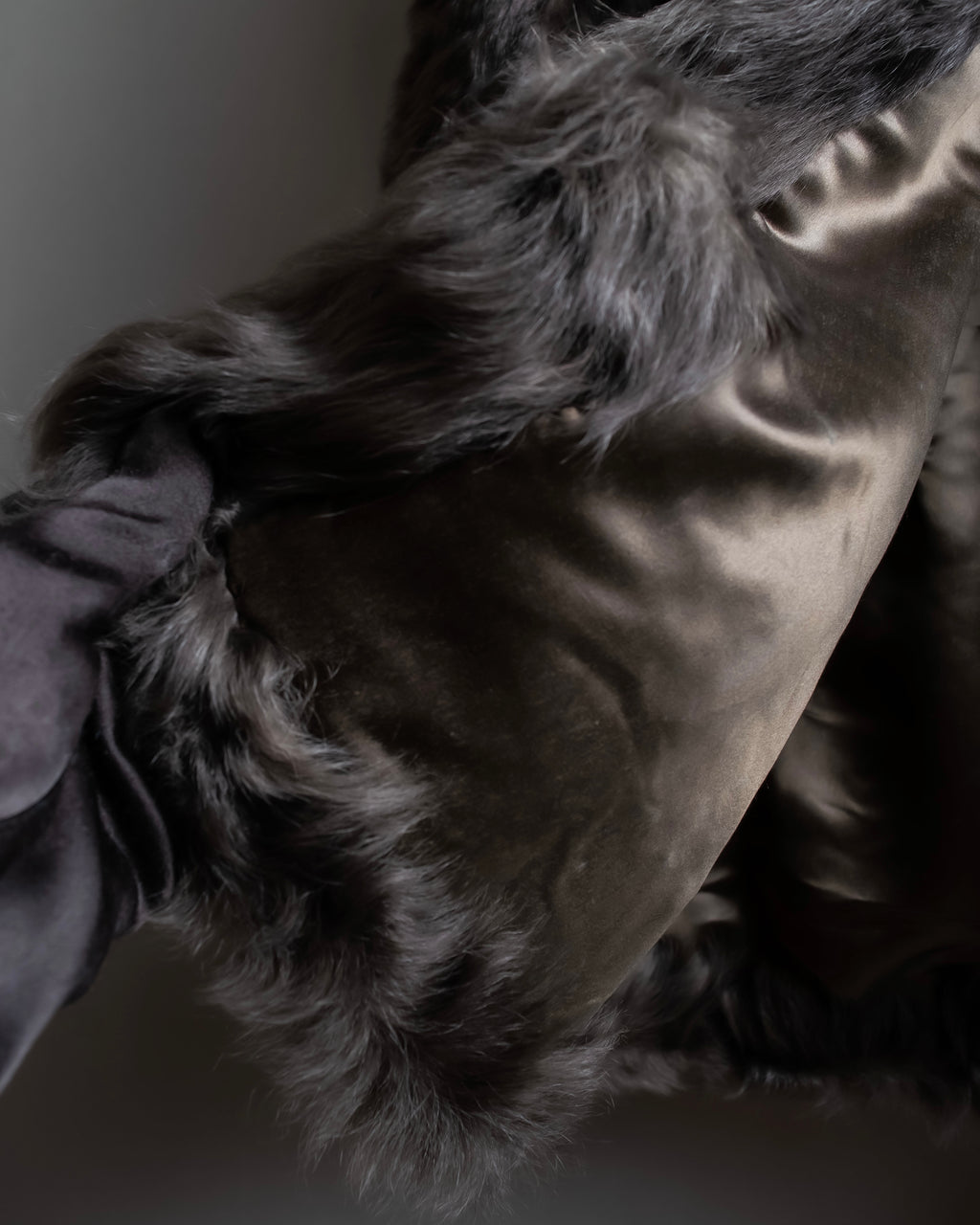 "EMBA" Large collar mid length fur coat