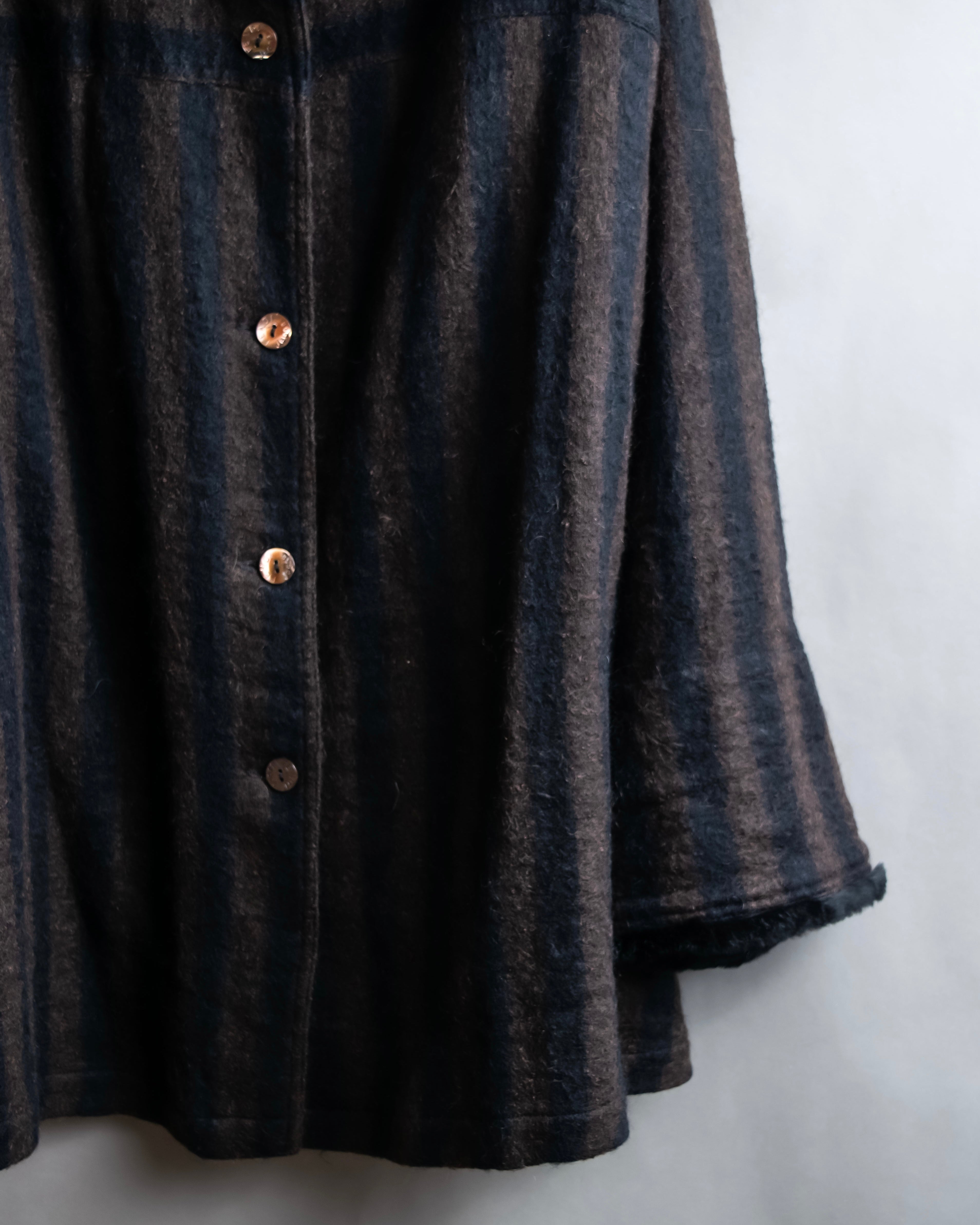 "FENDI" Pecan stripe pattern A-line silhouette coat